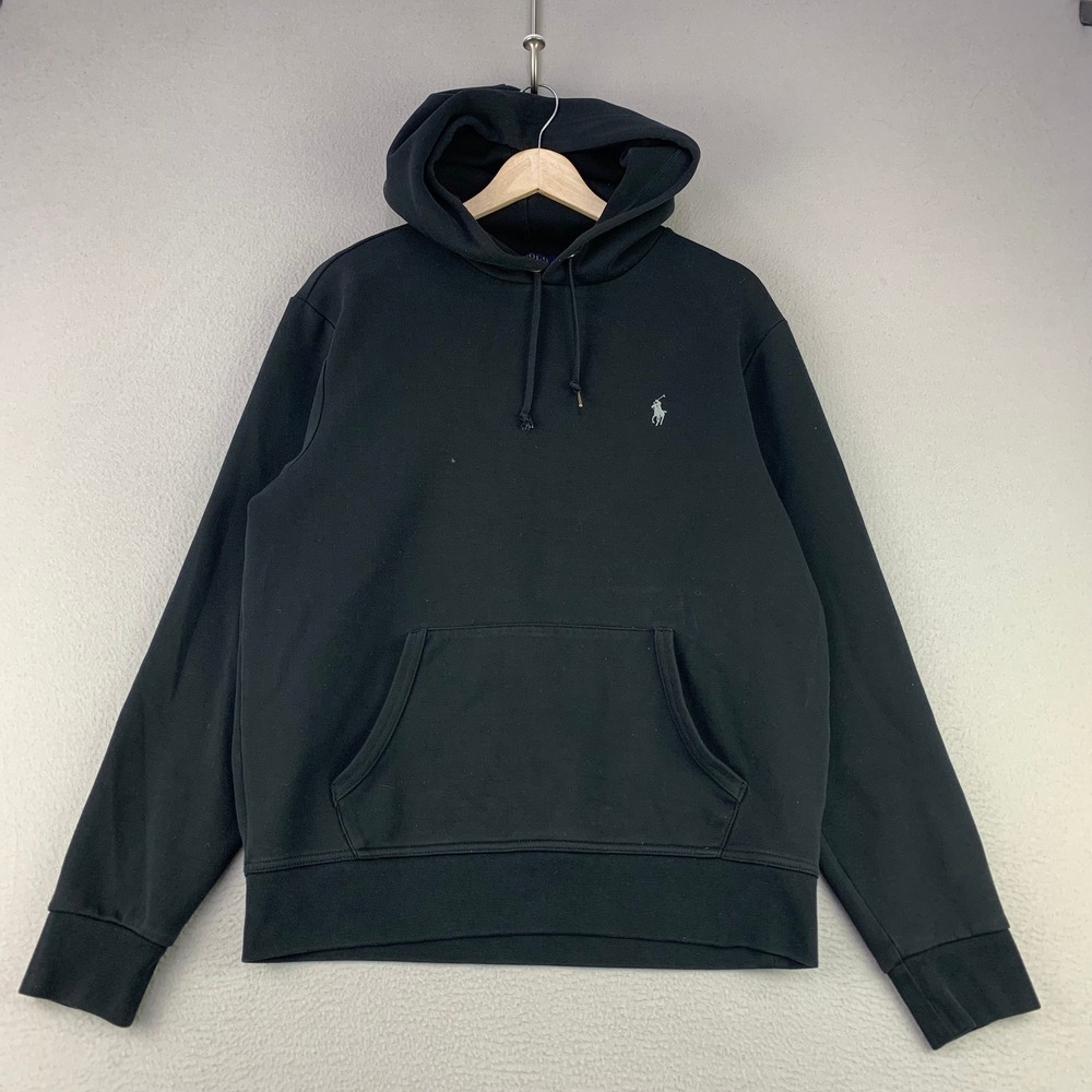 Polo Ralph Lauren Fleece‎ Hoodie Mens M Black Classic Pony Pullover Sweatshirt